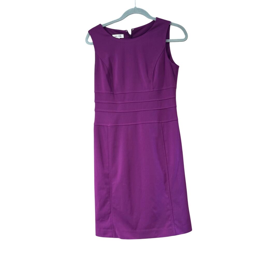 Jones Studio Purple Sheath Dress Size 8 Sleeveless Career Knee Length